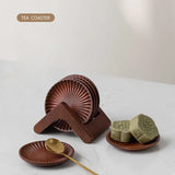 Patterned Wooden Coasters Waterproof Anti Skidding Tea Cup Mats High Temperature Reusable Mug Mat Kitchen Tableware Pad Decor