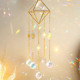 Sun Crystal Suncatchers Prism Glass Ball Sun Catcher Rainbow Maker Diamond Frame Hanging Wind Chimes Light Catcher Garden Decor