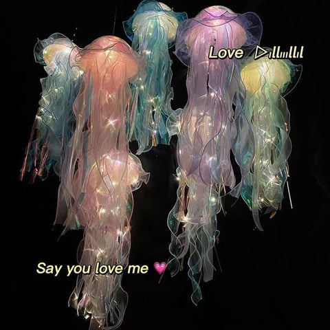 Jellyfish Lamp Portable Flower Lamp Jellyfish Wind Chimes Bedroom Night Light Girl Room Atmosphere Decoration Hanging Lantern