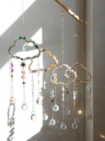 Cloud Suncatcher Wall Hanging Crystal Wind Chime Rainbow Maker Light Catcher Car Accessories Christmas Sun Catcher Home Decor